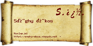 Sághy Ákos névjegykártya